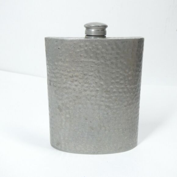 English Pewter Flask Hammered Vintage 6oz - Picture 1 of 10